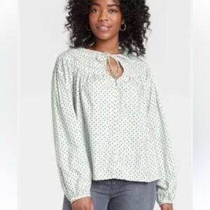 NWOT Universal Thread Floral Pleat lace pheasant boho blouse women size XL